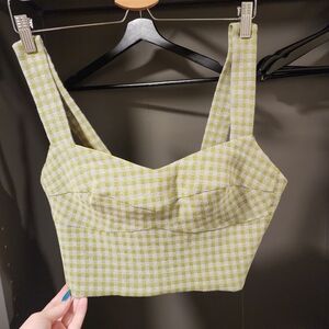 Silvia Tcherassi Green Checkered Crop Top